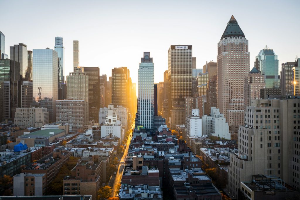 city scape, servicing trash and recycling systems in cities