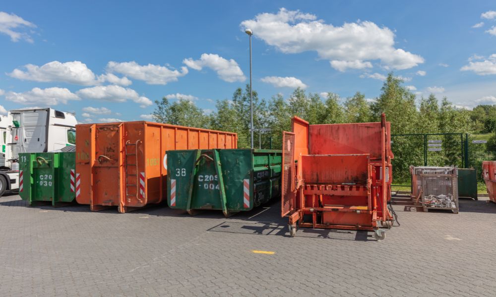 recycling balers outside commercial building