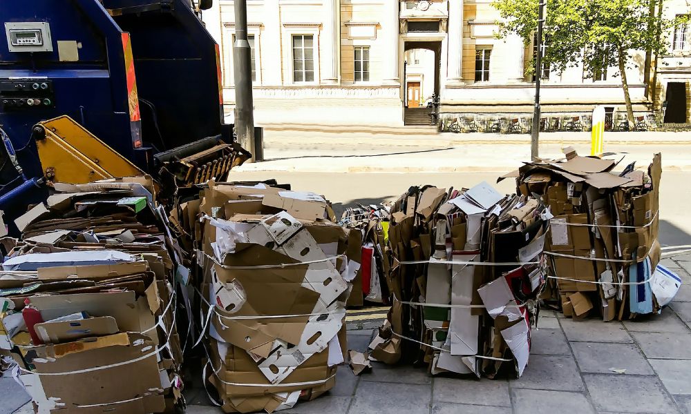baled cardboard and commercial baler